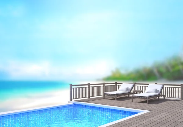 Piscina y Terraza de Desenfoque Naturaleza Fondo — Foto de Stock