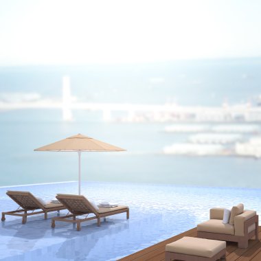 Yüzme Havuzu ve Teras dış arka plan bulanıklık