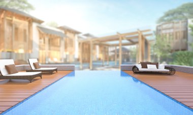 Yüzme Havuzu ve Teras dış arka plan bulanıklık