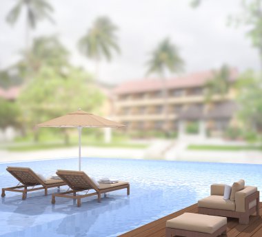 Yüzme Havuzu ve Teras dış arka plan bulanıklık