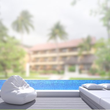 Yüzme Havuzu ve Teras dış arka plan bulanıklık