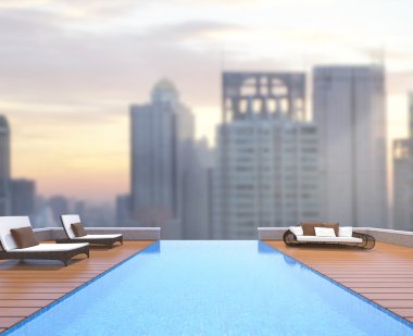 Yüzme Havuzu ve Teras dış arka plan bulanıklık