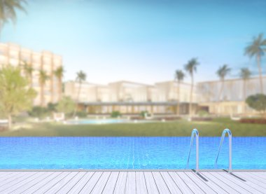 Yüzme Havuzu ve Teras dış arka plan bulanıklık