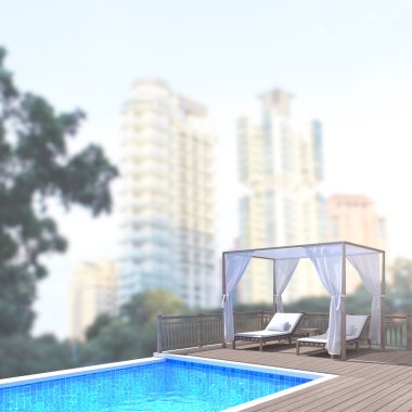 Yüzme Havuzu ve Teras dış arka plan bulanıklık