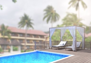 Yüzme Havuzu ve Teras dış arka plan bulanıklık