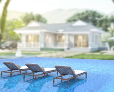 Yüzme Havuzu ve Teras dış arka plan bulanıklık