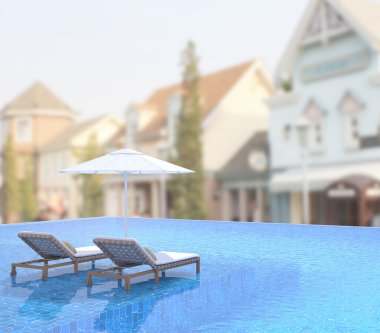 Yüzme Havuzu ve Teras dış arka plan bulanıklık