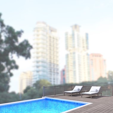 Yüzme Havuzu ve Teras dış arka plan bulanıklık