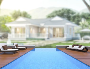 Yüzme Havuzu ve Teras dış arka plan bulanıklık