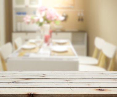 Top masa ve yemek odası arka plan bulanıklık