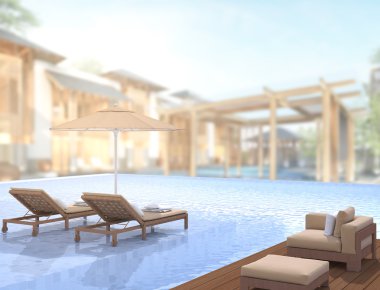Yüzme Havuzu ve Teras dış arka plan bulanıklık