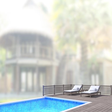 Yüzme Havuzu ve Teras dış arka plan bulanıklık