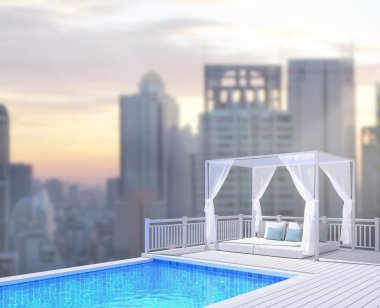 Yüzme Havuzu ve Teras dış arka plan bulanıklık