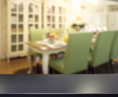 Top masa ve yemek odası arka plan bulanıklık