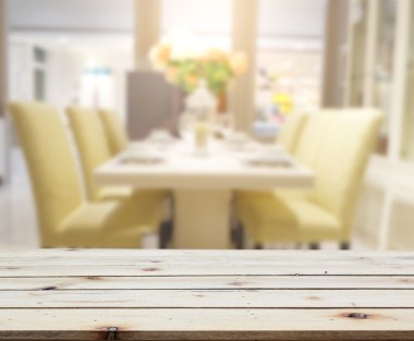 Top masa ve yemek odası arka plan bulanıklık