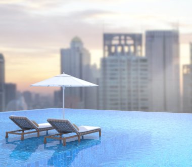 Yüzme Havuzu ve Teras dış arka plan bulanıklık