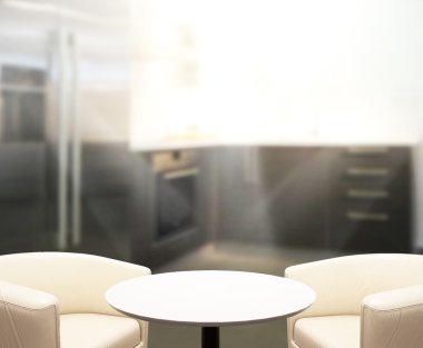 Masa üstü ve arka plan bulanıklık mutfak Oda