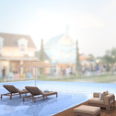 Yüzme Havuzu ve Teras dış arka plan bulanıklık