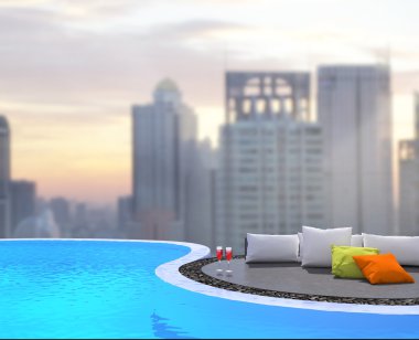 Yüzme Havuzu ve Teras dış arka plan bulanıklık