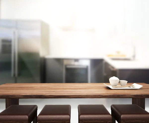 Table Top And Blur Kitchen Room of Background — Stock Photo, Image