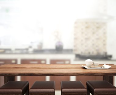 Masa üstü ve arka plan bulanıklık mutfak Oda