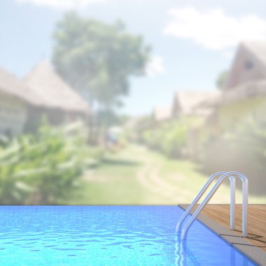 Yüzme Havuzu ve Teras dış arka plan bulanıklık