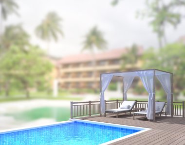 Yüzme Havuzu ve Teras dış arka plan bulanıklık