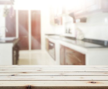 Masa üstü ve arka plan bulanıklık mutfak Oda