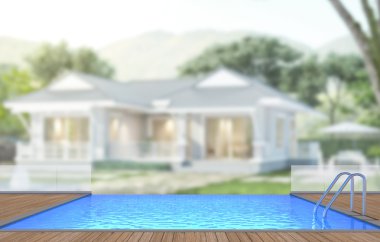 Yüzme Havuzu ve Teras dış arka plan bulanıklık