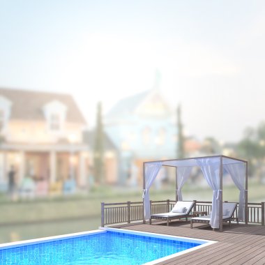 Yüzme Havuzu ve Teras dış arka plan bulanıklık