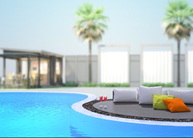 Yüzme Havuzu ve Teras dış arka plan bulanıklık