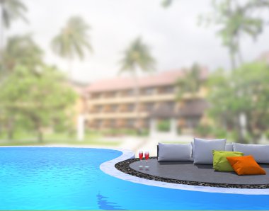 Yüzme Havuzu ve Teras dış arka plan bulanıklık