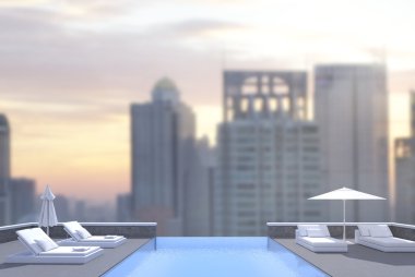 Yüzme Havuzu ve Teras dış arka plan bulanıklık