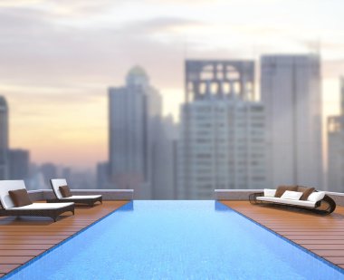 Yüzme Havuzu ve Teras dış arka plan bulanıklık