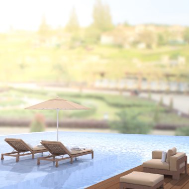 Yüzme Havuzu ve Teras dış arka plan bulanıklık
