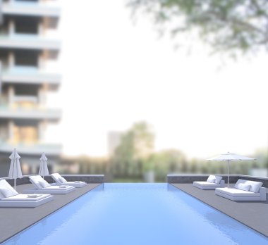 Yüzme Havuzu ve Teras dış arka plan bulanıklık