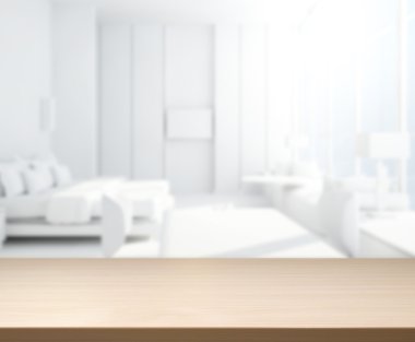 Masa üstü ve bulanıklık arka planda yatak odası