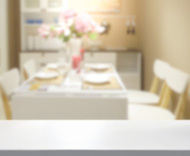 Top masa ve yemek odası arka plan bulanıklık