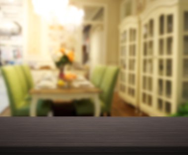 Top masa ve yemek odası arka plan bulanıklık