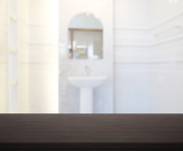 Table Top et salle de bain flou de fond — Photo