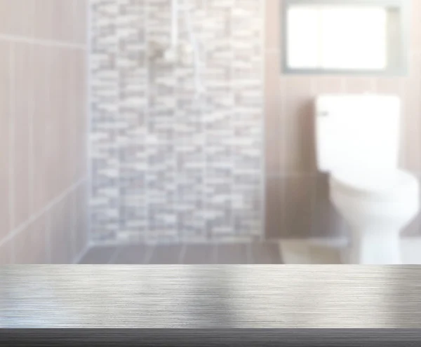 Table Top et salle de bain flou de fond — Photo