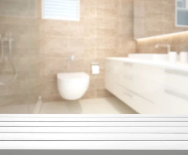 Bordplade og sløre badeværelse af baggrund - Stock-foto