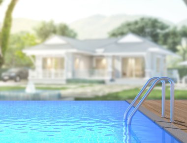 Yüzme Havuzu ve Teras dış arka plan bulanıklık