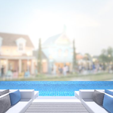 Yüzme Havuzu ve Teras dış arka plan bulanıklık