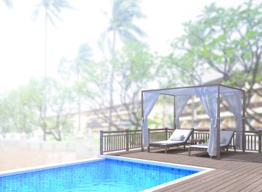 Yüzme Havuzu ve Teras dış arka plan bulanıklık