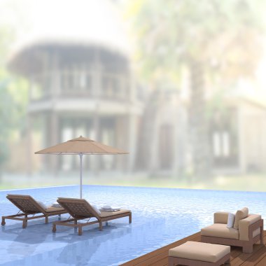 Yüzme Havuzu ve Teras dış arka plan bulanıklık