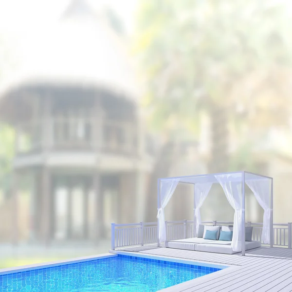 Piscina e terraço de fundo exterior Blur — Fotografia de Stock