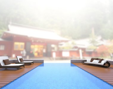 Yüzme Havuzu ve Teras dış arka plan bulanıklık