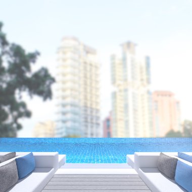 Yüzme Havuzu ve Teras dış arka plan bulanıklık