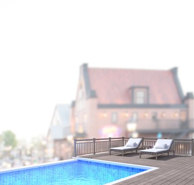 Yüzme Havuzu ve Teras dış arka plan bulanıklık